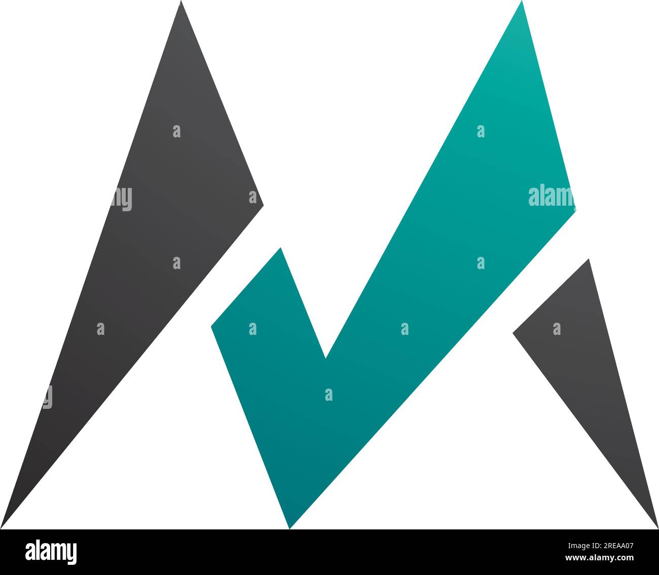 Persian Green and Black Pointy Tipped Letter M Icon on a White ...