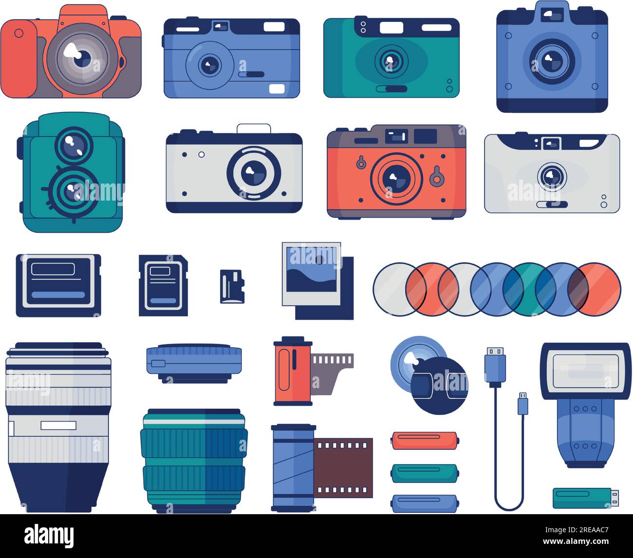 Camera and accessories. Camera equipment tripod and filters, dslr with