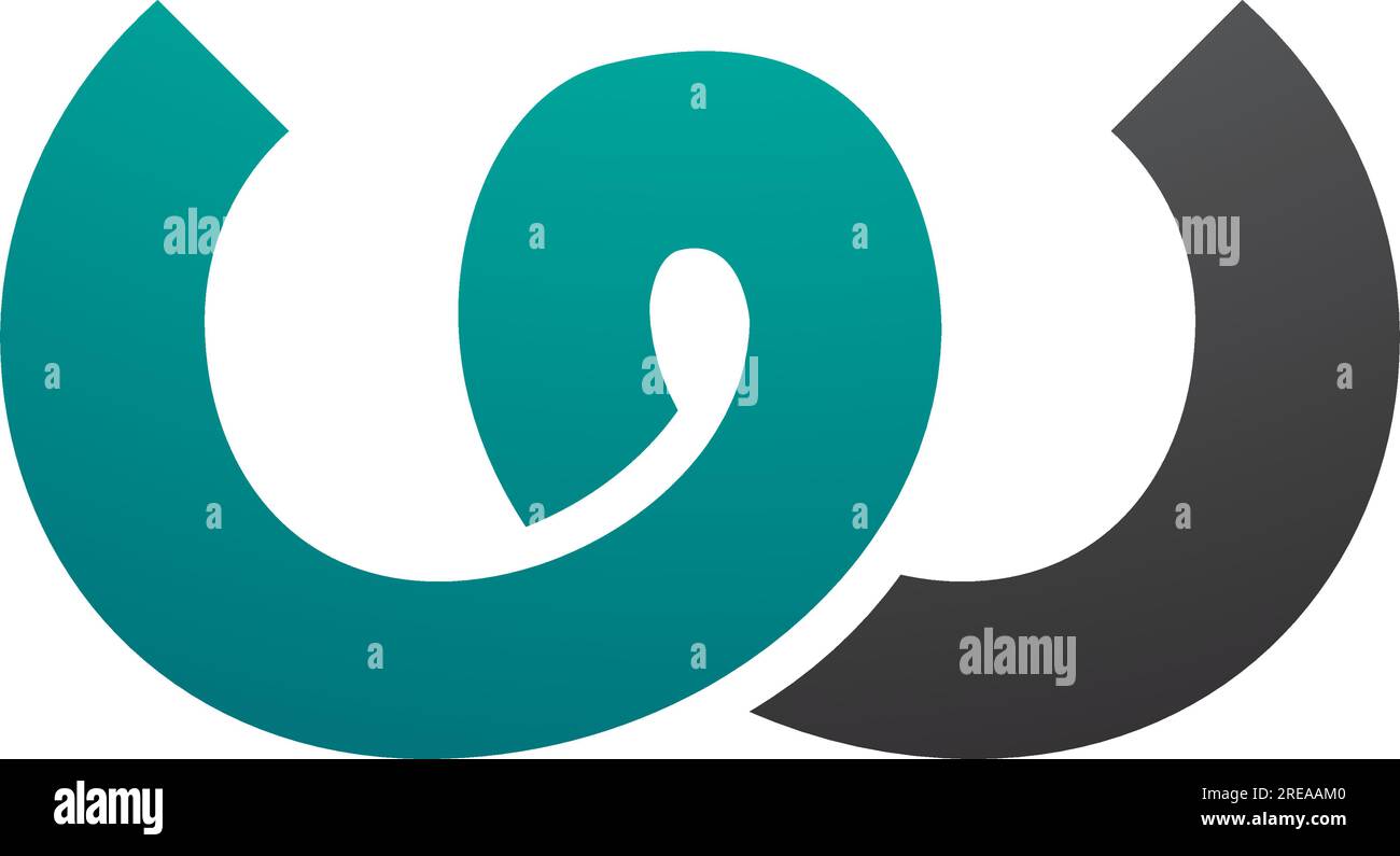 Persian Green and Black Spring Shaped Letter W Icon on a White ...