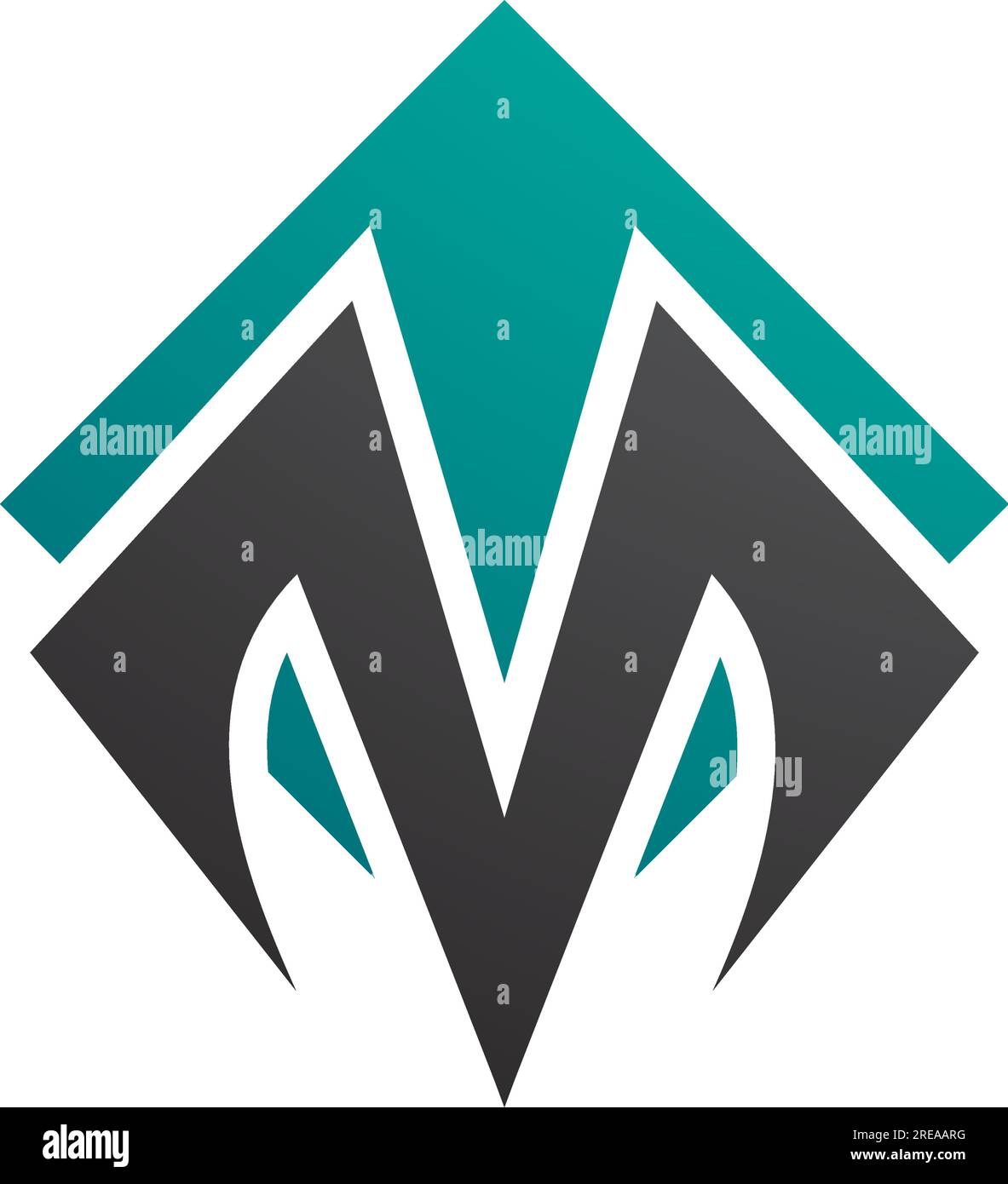 Persian Green and Black Square Diamond Shaped Letter M Icon on a White ...