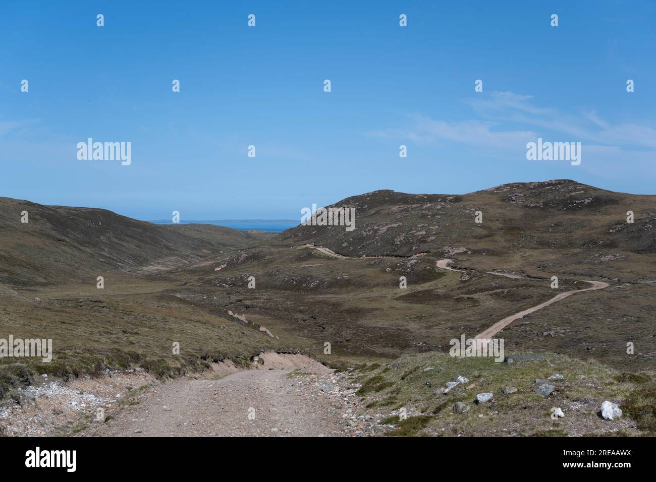 Track leading to the Hams of Muckle Roe, Muckle Roe, Mainland, Shetland, Scotland, UK. Stock Photo