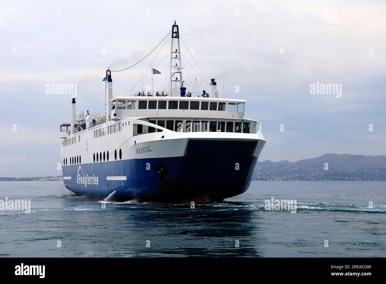 Axaios ferry boat at Skala harbour, Agistri island, Saronic island group.  Summer 2023 Stock Photo - Alamy
