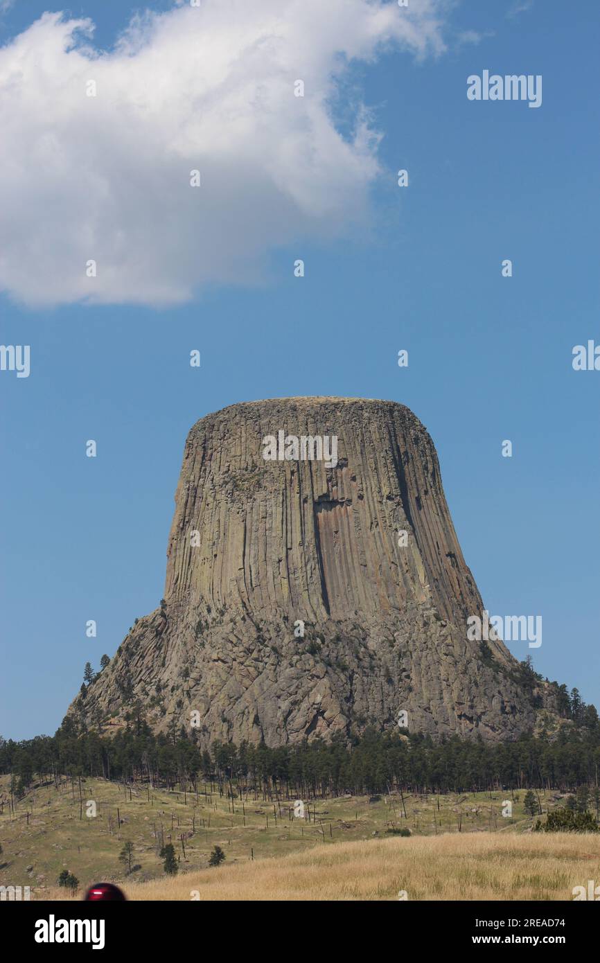 Devil's Tower national Monument in the distance Stock Photo