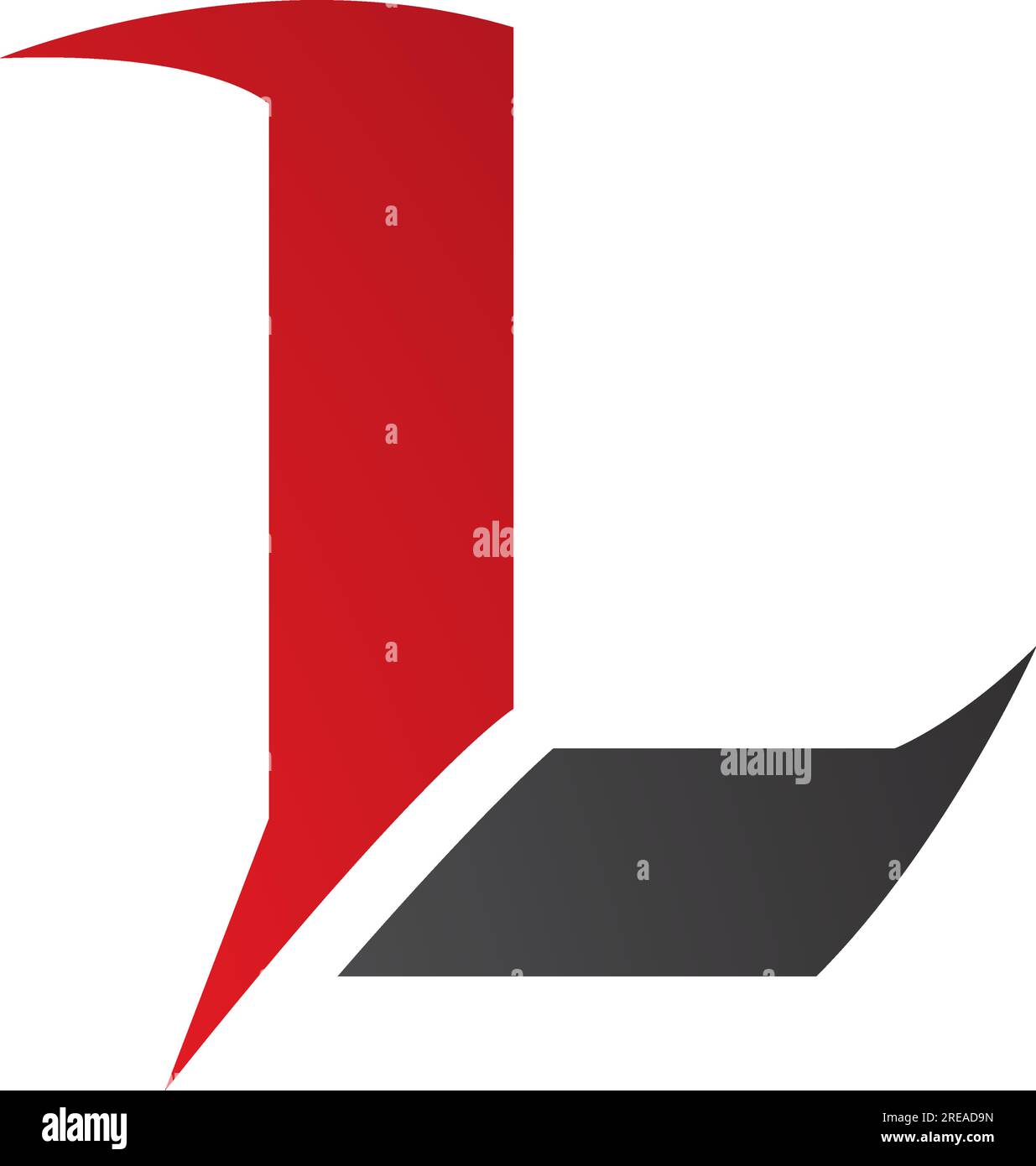 Red and Black Letter L Icon with Sharp Spikes on a White Background ...