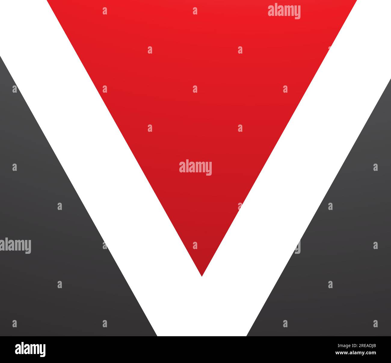 Red and Black Rectangular Shaped Letter V Icon on a White Background Stock Vector