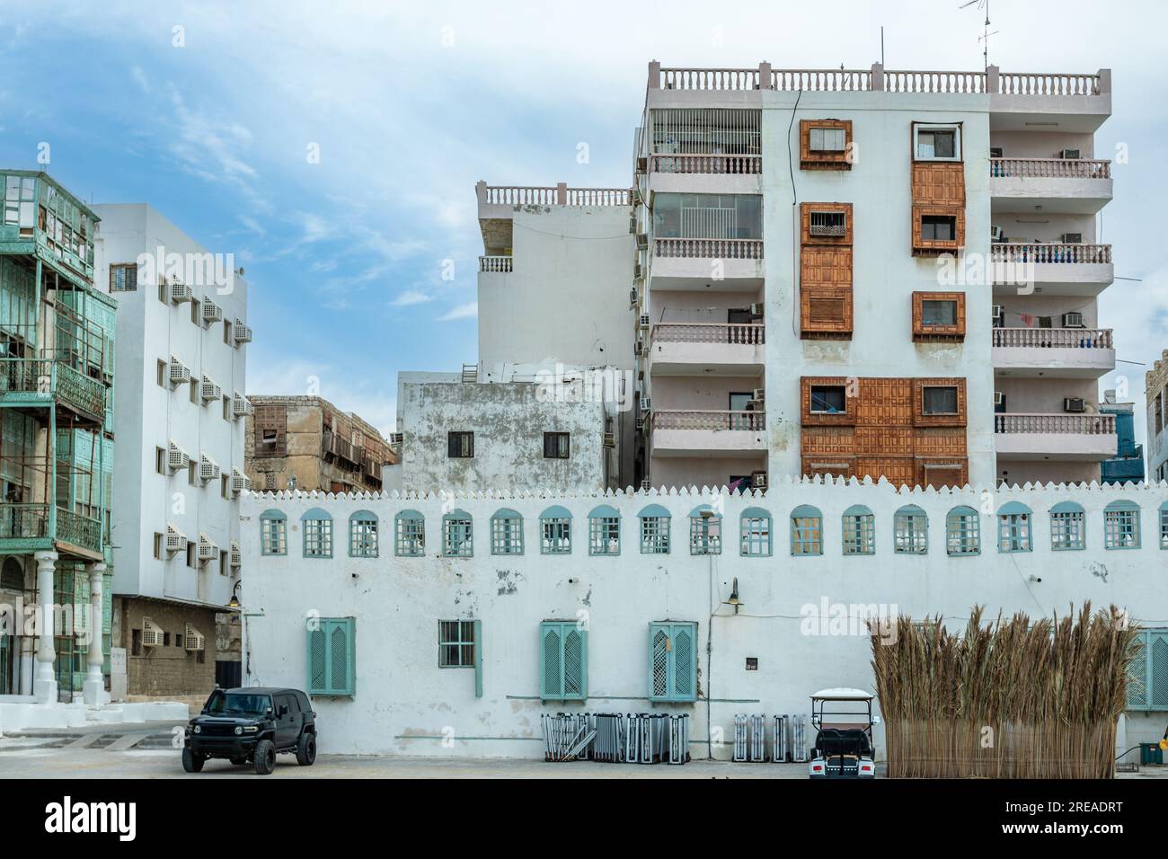 Al-Balad old town with traditional muslim houses with wooden windows and balconies, Jeddah, Saudi Arabia8 Stock Photo