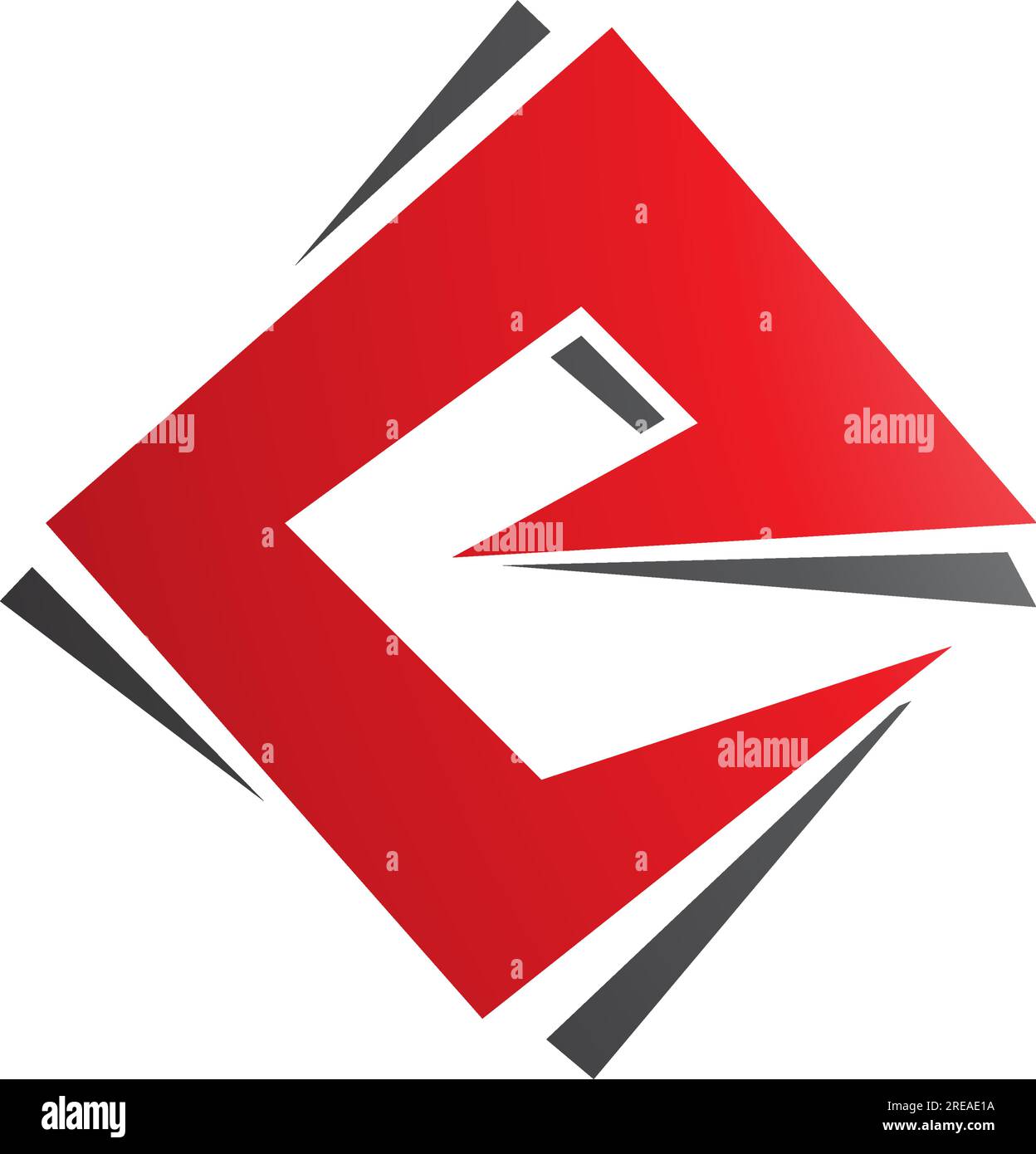 Red and Black Square Diamond Letter E Icon on a White Background Stock Vector