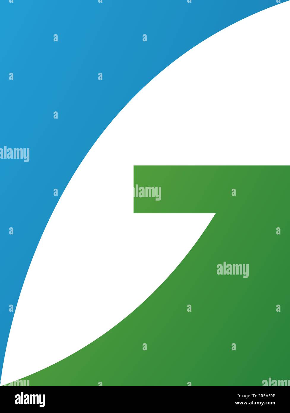 Blue and Green Rectangular Letter G Icon on a White Background Stock Vector