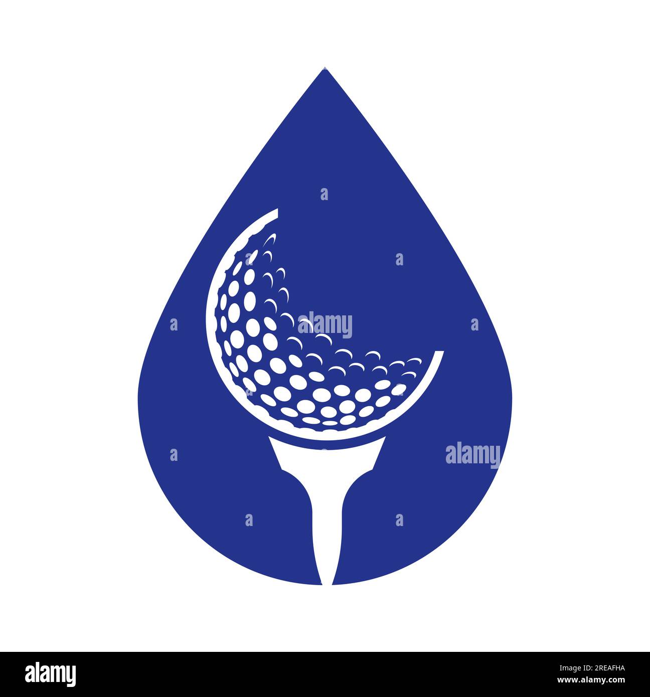 Golf Logo Design Template Vector. Golf ball on tee with drop shape logo design icon. Stock Vector