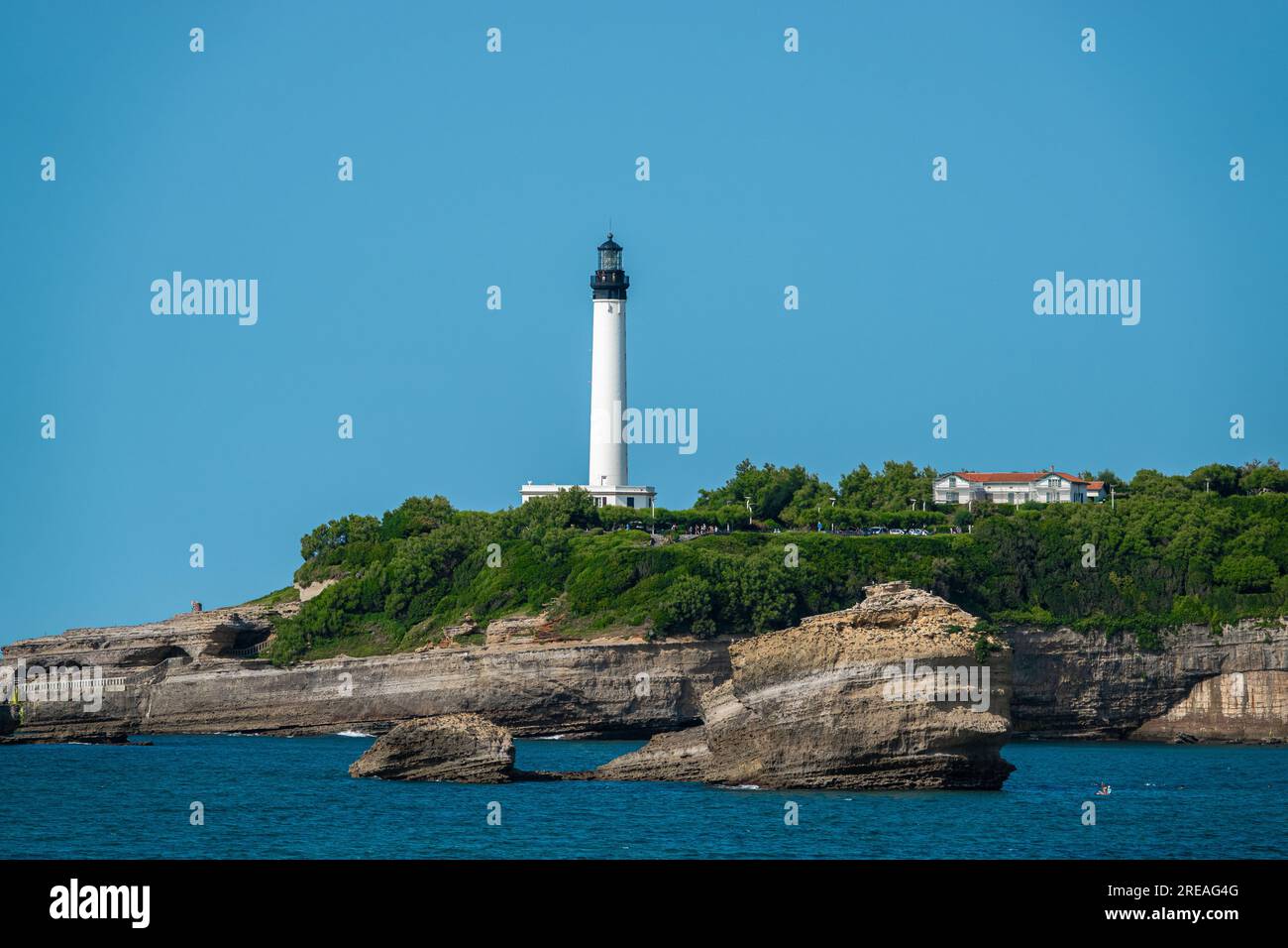 Biarritz lighthouse on a summer afternoon. Stock Photo