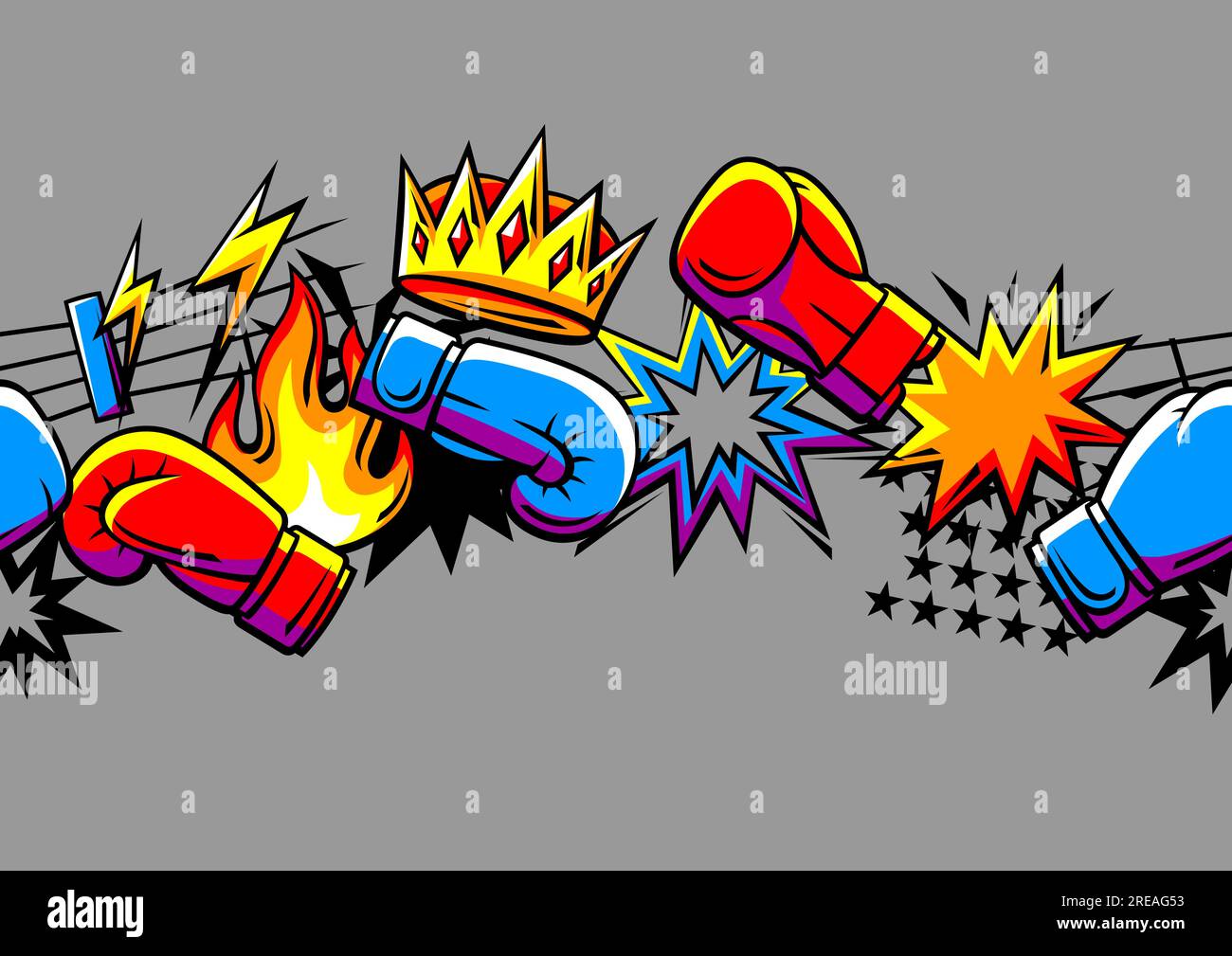 Pattern with boxing items. Box club illustration. Sport background in ...