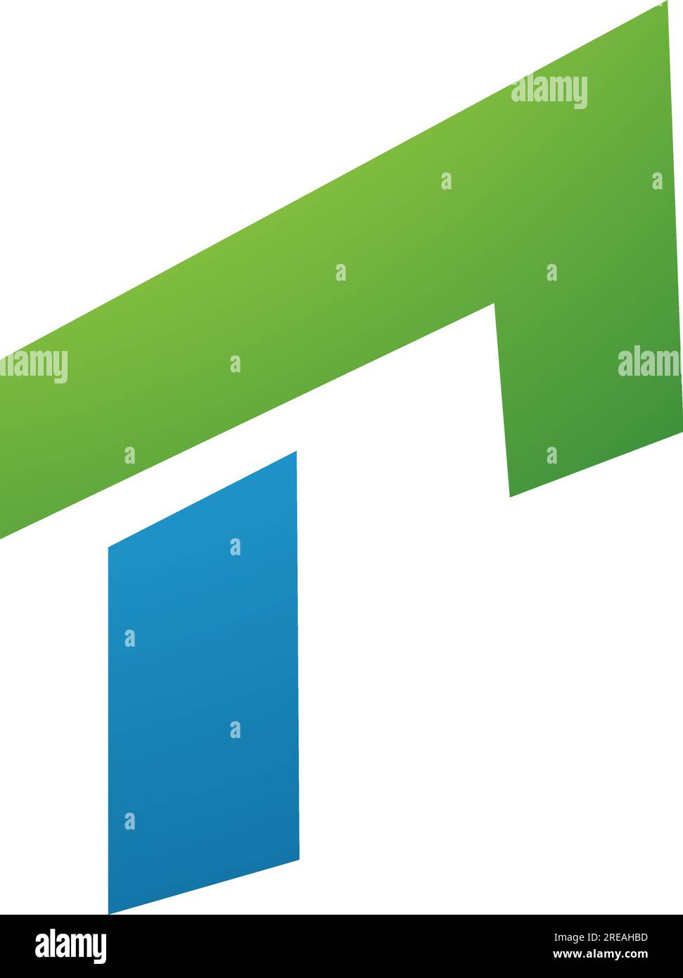 Green and Blue Rectangular Letter R Icon on a White Background Stock Vector