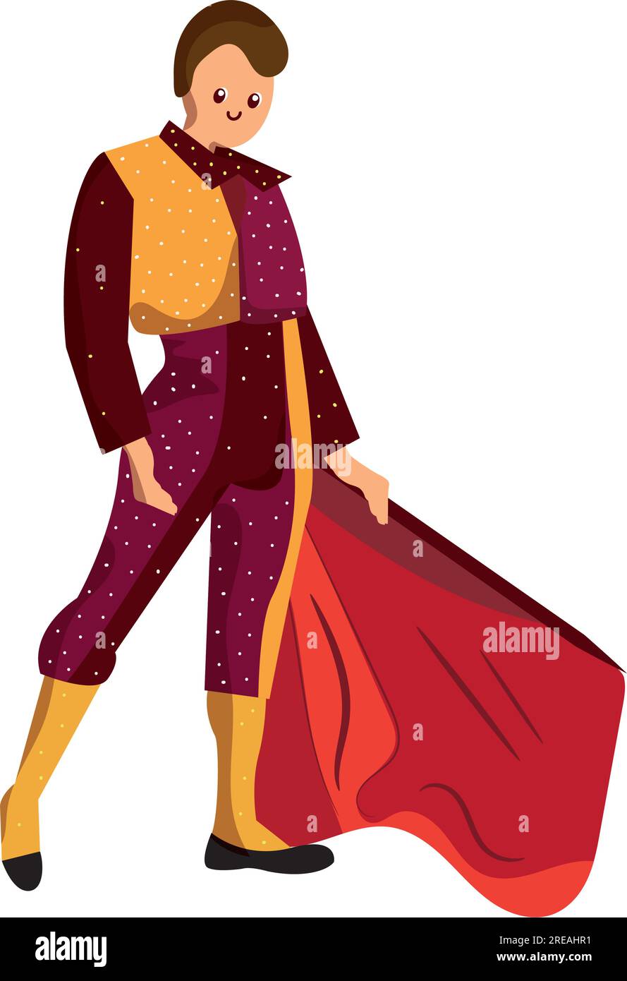 Isolated colored bullfighter cute character Vector Stock Vector Image