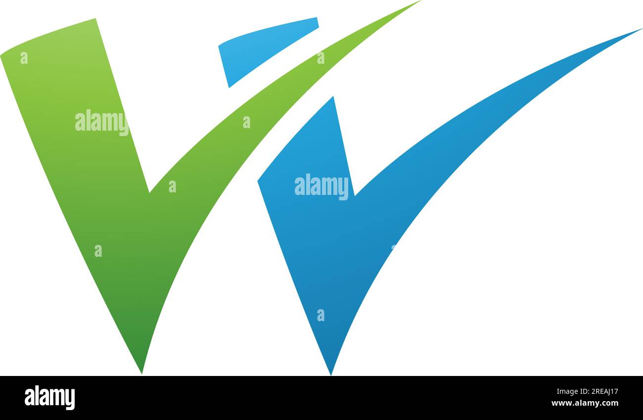 Green and Blue Tick Shaped Letter W Icon on a White Background Stock ...