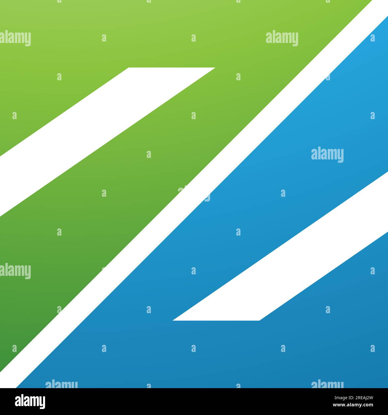 Green and Blue Triangular Square Shaped Letter Z Icon on a White Background Stock Vector