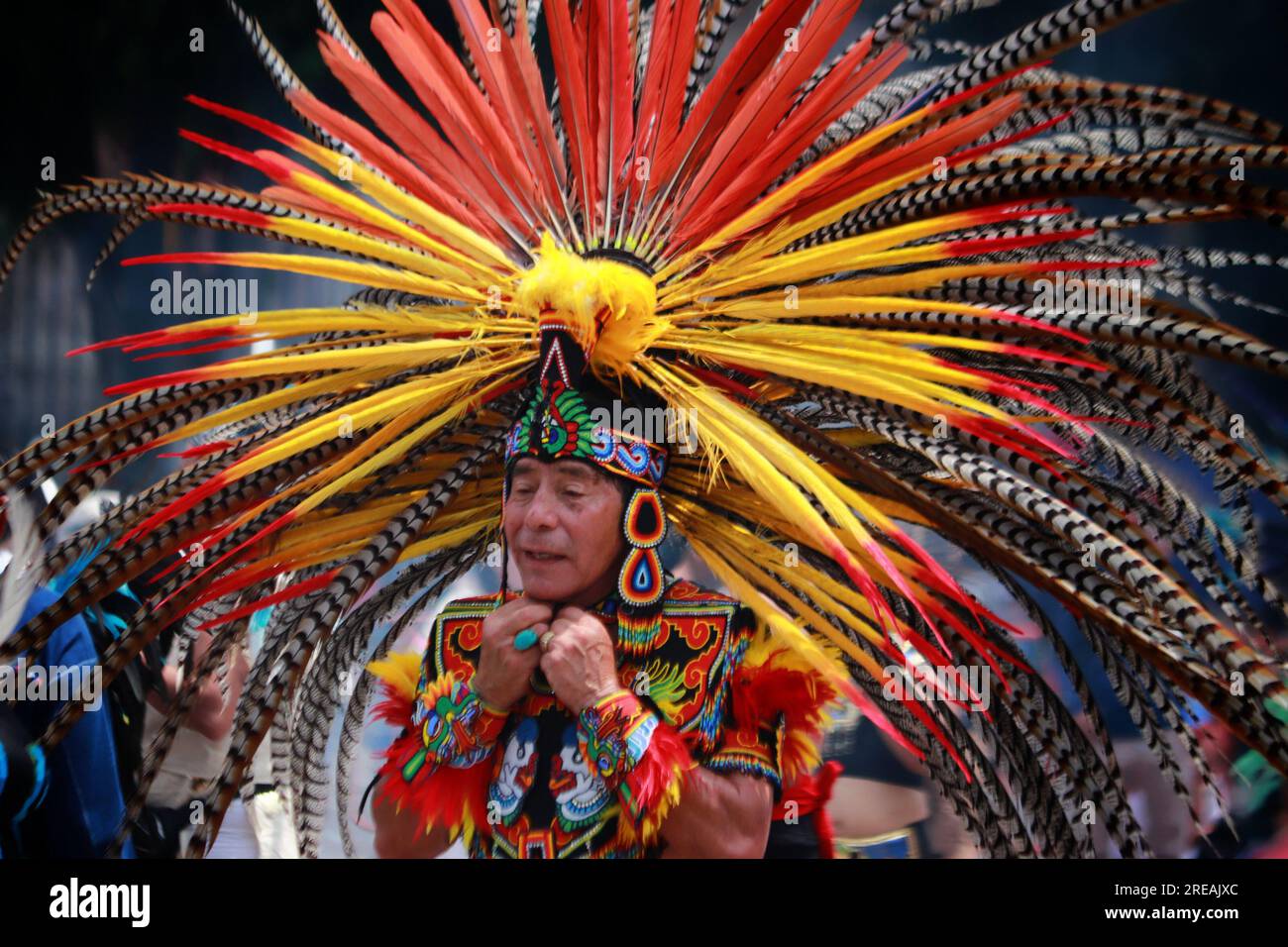 Mexico City Mexico 26th July 2023 July 26 2023 In Mexico City Mexico Members Of Indigenous Neighborhoods Take Part During The Ceremony Of The 698th Anniversary Of The Founding Of Mexico Tenochtitlan And Second Zenithal Passage In The Zcalo Of Mexico City On July 26 2023 In Mexico City Mexico Photo By Carlos Santiago Credit Eyepix Groupalamy Live News 2REAJXC 