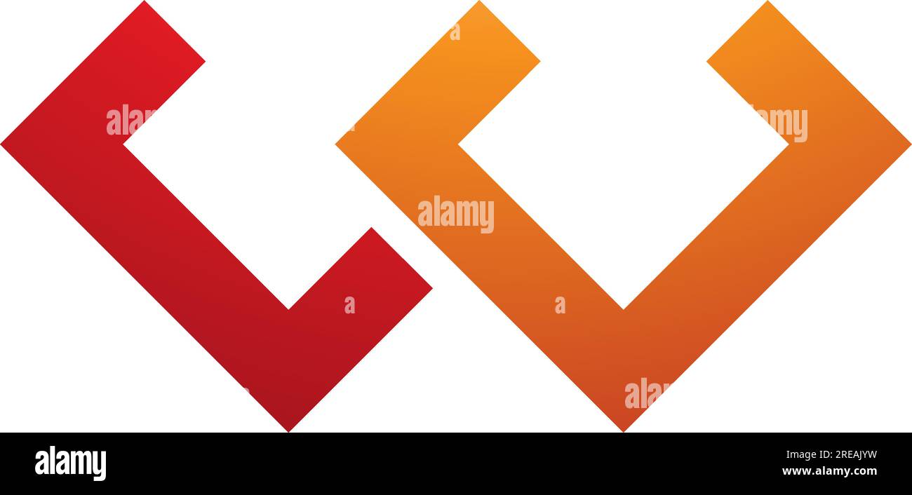 Orange and Red Cornered Shaped Letter W Icon on a White Background ...