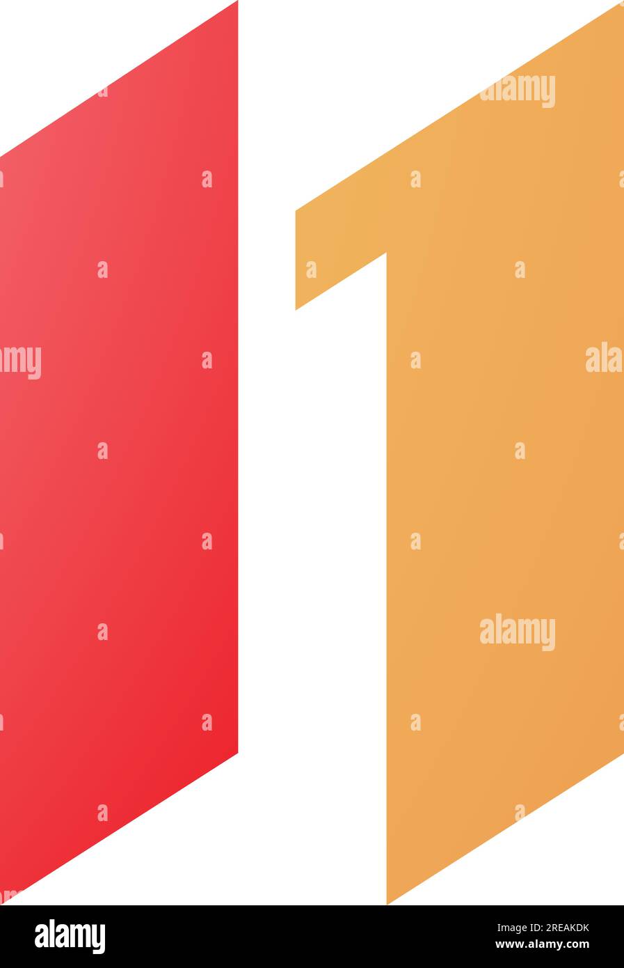 Orange and Red Letter N Icon with Parallelograms on a White Background ...