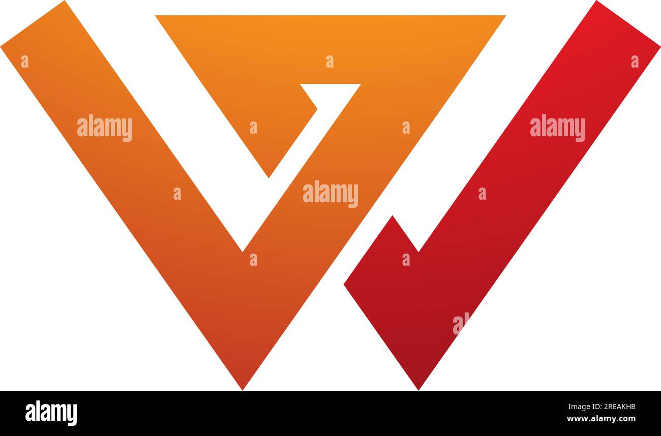 Orange and Red Letter W Icon with Intersecting Lines on a White ...