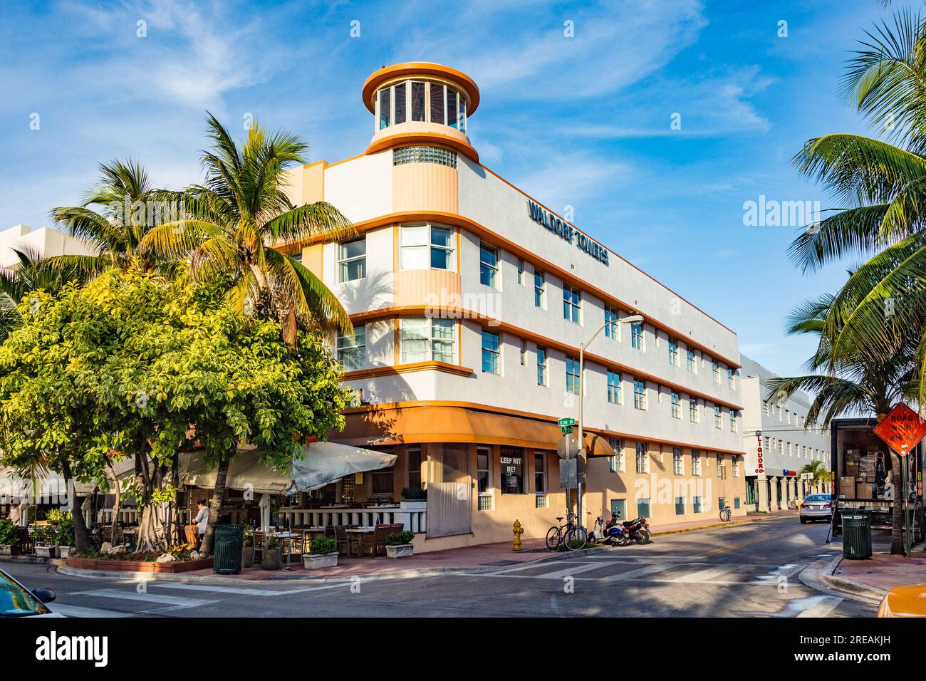 Miami, USA August 20, 2014 facade of waldorf towers hotel at the