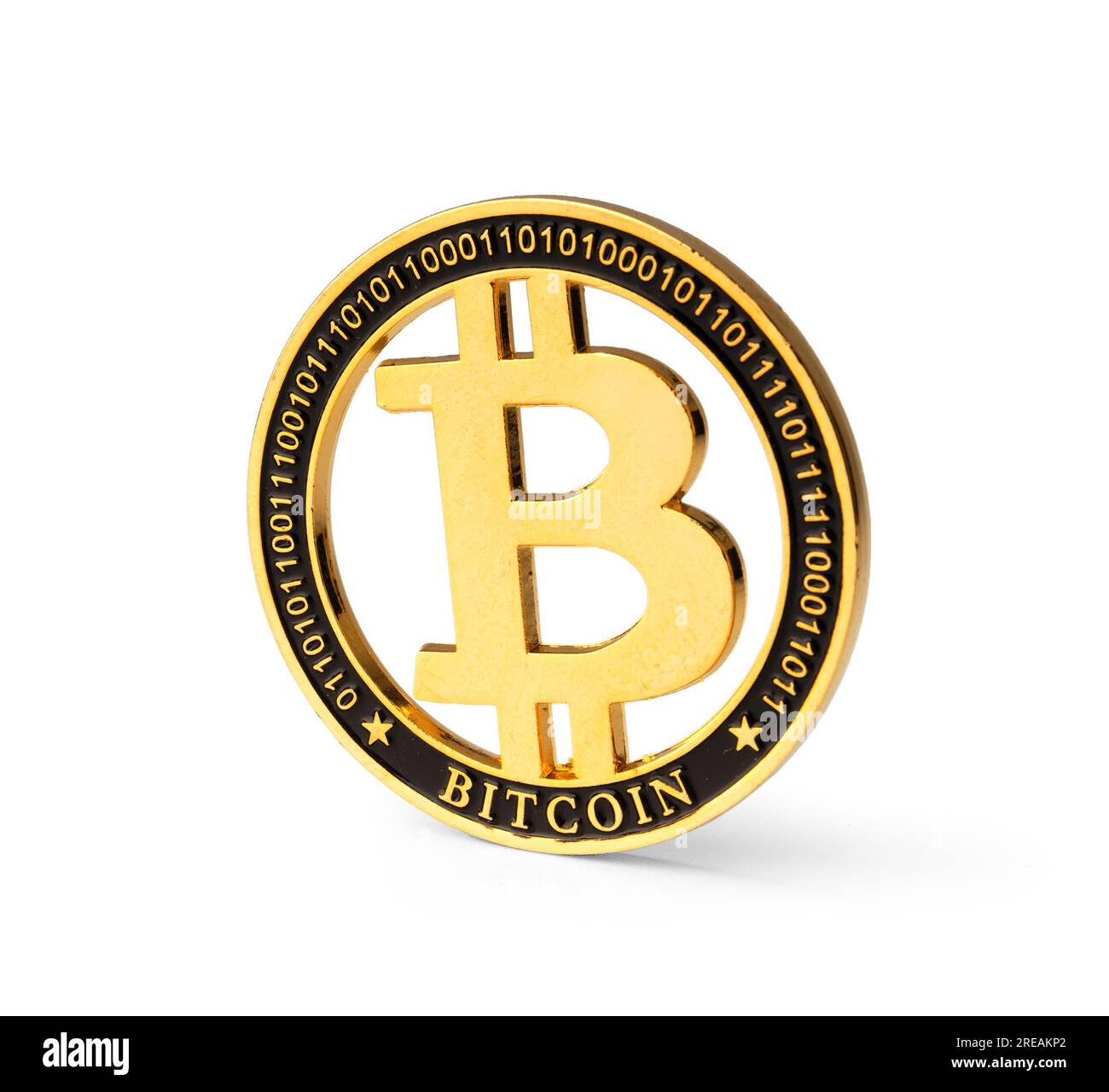 Physical metal golden Bitcoin currency over 100 dollar bill United States.  Worldwide virtual internet money with USA banknotes. Digital coin Stock  Photo - Alamy