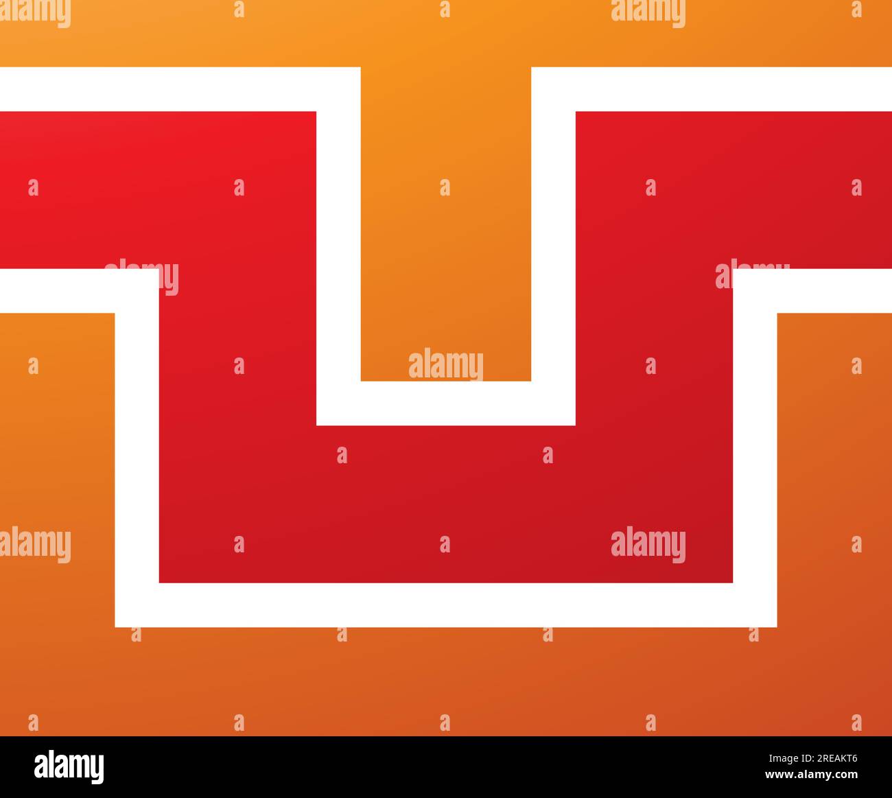 Orange and Red Rectangle Shaped Letter U Icon on a White Background ...