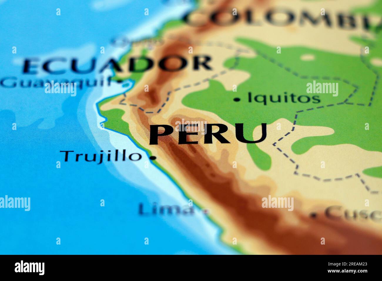 world map of south american continent - World Map Of South American Continent And Peru In Close Up Focus 2REAM23 