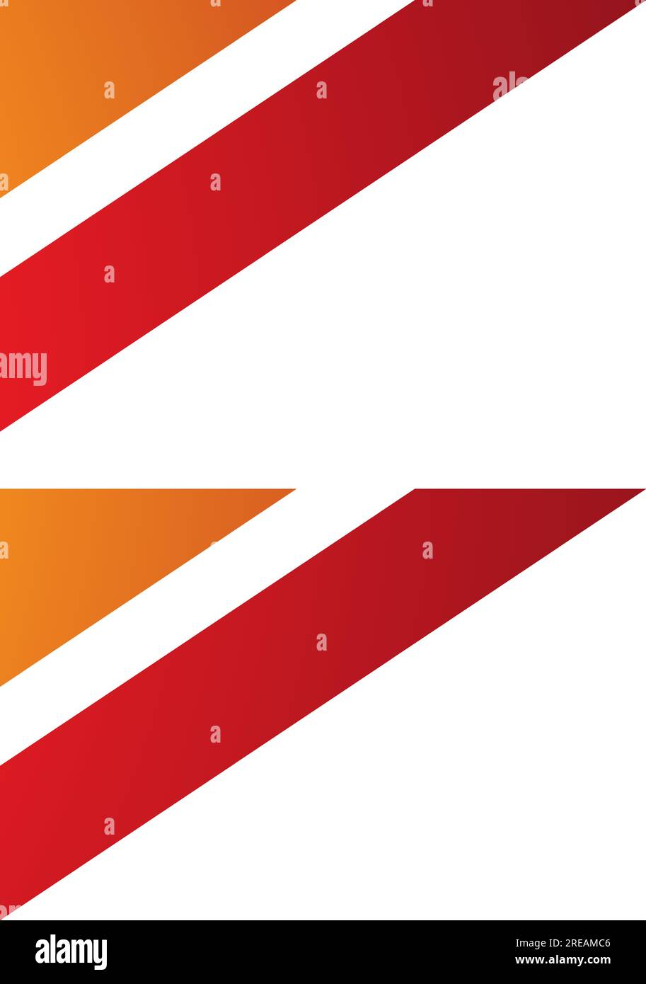 Orange and Red Triangular Flag Shaped Letter B Icon on a White Background Stock Vector