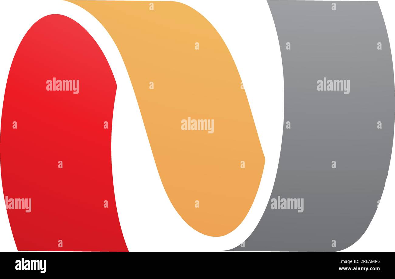 Orange and Red Wavy Shaped Letter N Icon on a White Background Stock ...