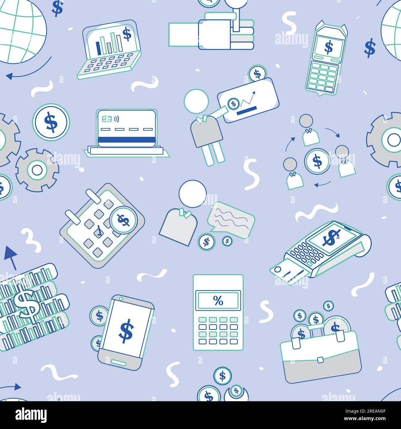 Seamless pattern background with business finance icons Vector Stock Vector