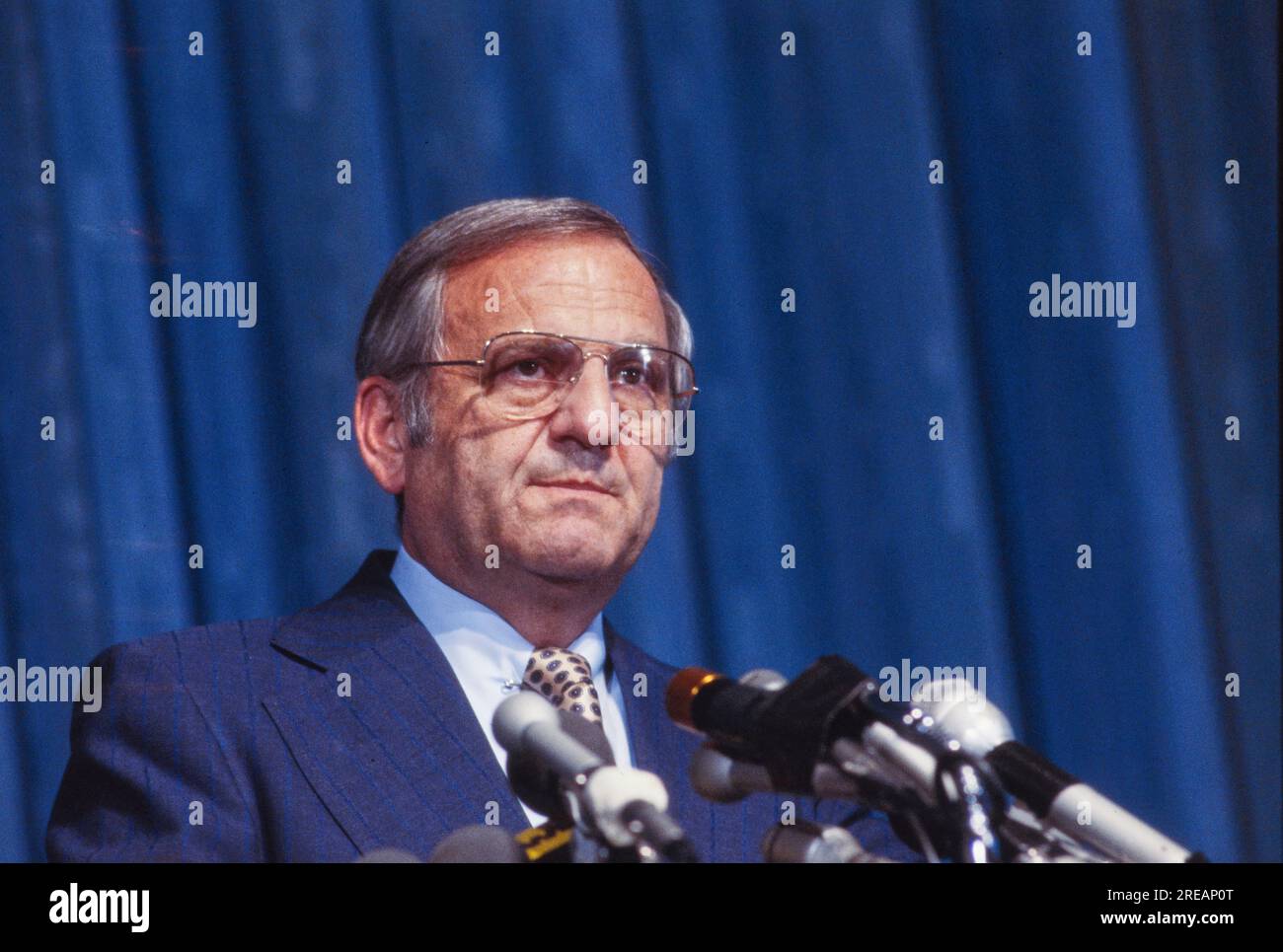 Lido Anthony ' Lee ' Iacocca October 15, 1924 – July 2, 2019) was an American automobile executive best known for the development of the Ford Mustang, Continental Mark III, and Ford Pinto cars while at the Ford Motor Company in the 1960s, and for reviving the Chrysler Corporation as its CEO during the 1980s. He was president and CEO of Chrysler from 1978 and chairman from 1979, until his retirement at the end of 1992. He was one of the few executives to preside over the operations of two of the United States' Big Three automakers. Photograph by Bernard Gotfryd Stock Photo