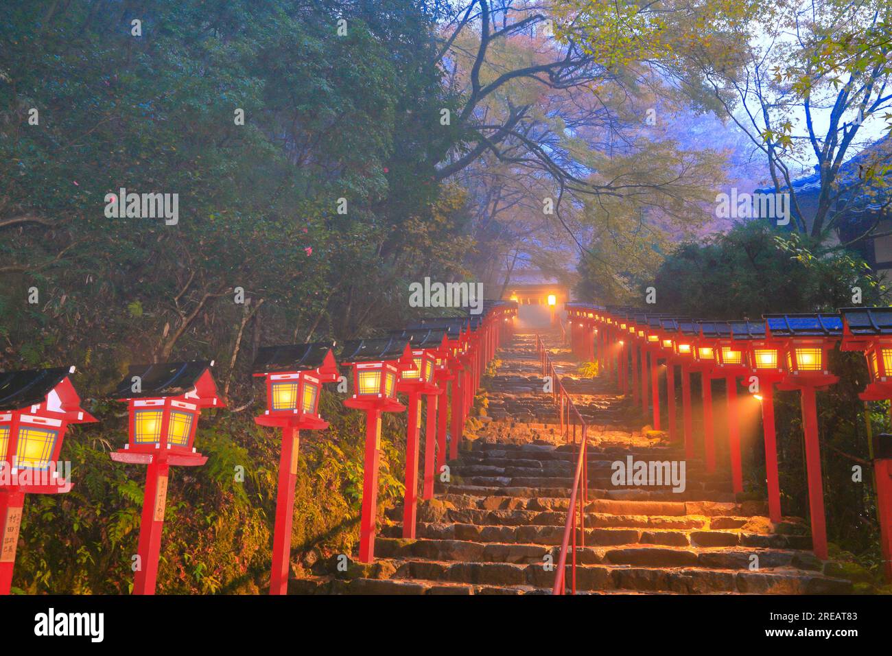 Kibune Shrine in autumn leaves Stock Photo