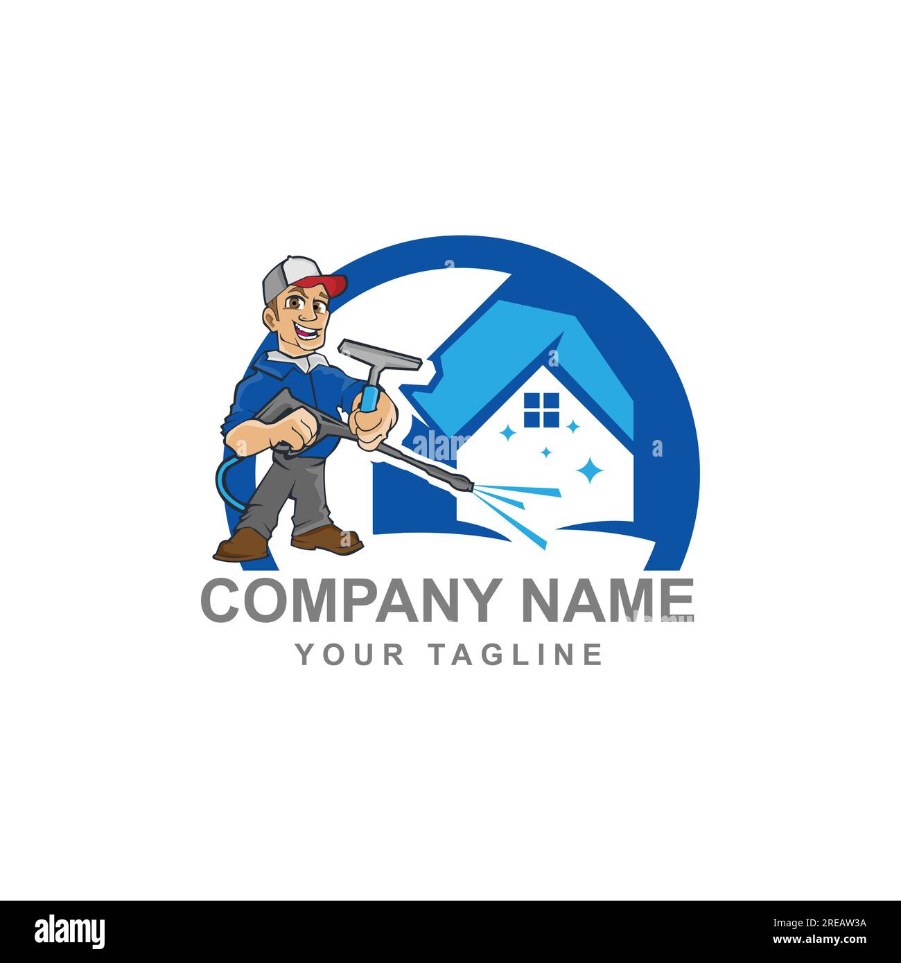 home Cleaning service character mascot in modern style, good for cleaning service business logo.EPS 10 Stock Vector