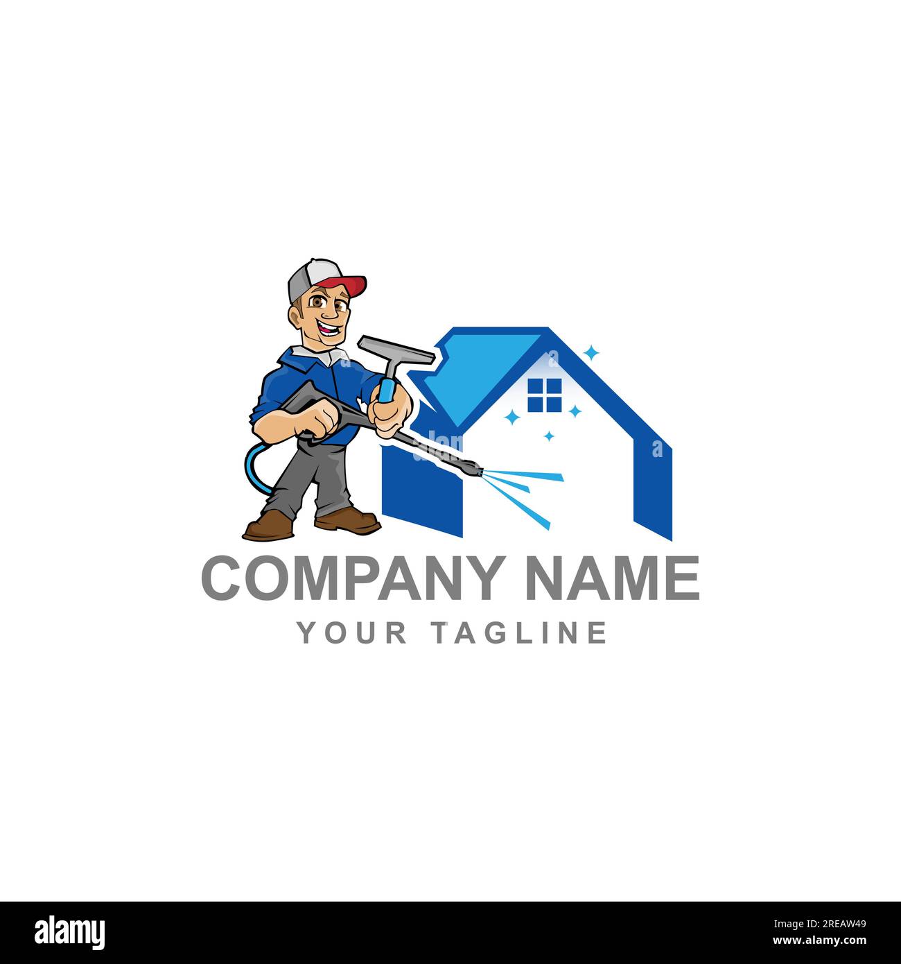 home Cleaning service character mascot in modern style, good for cleaning service business logo.EPS 10 Stock Vector