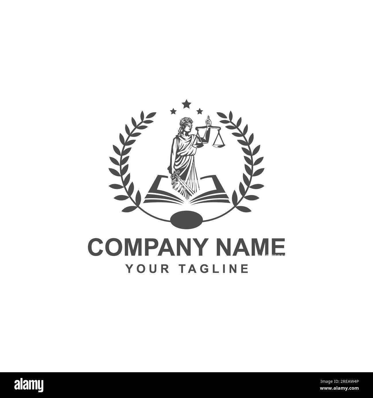 Logo design with the Statue of Femida for law firm, lawyers.EPS 10 Stock Vector