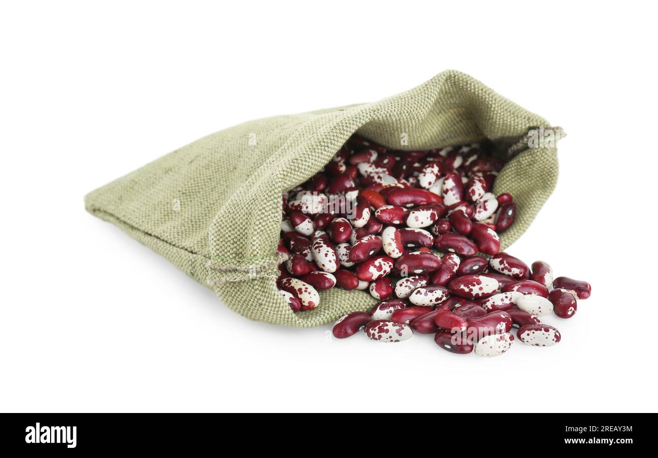 Overturned sack with dry kidney beans isolated on white Stock Photo Alamy