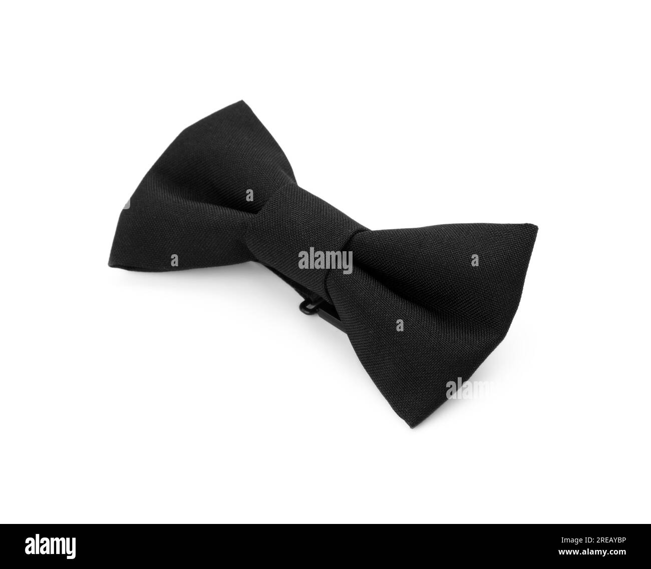 Stylish black bow tie on white background Stock Photo Alamy