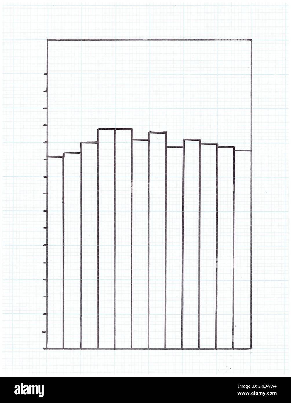 Bar Graph Outline Hand Drawn on Graph Paper Stock Photo