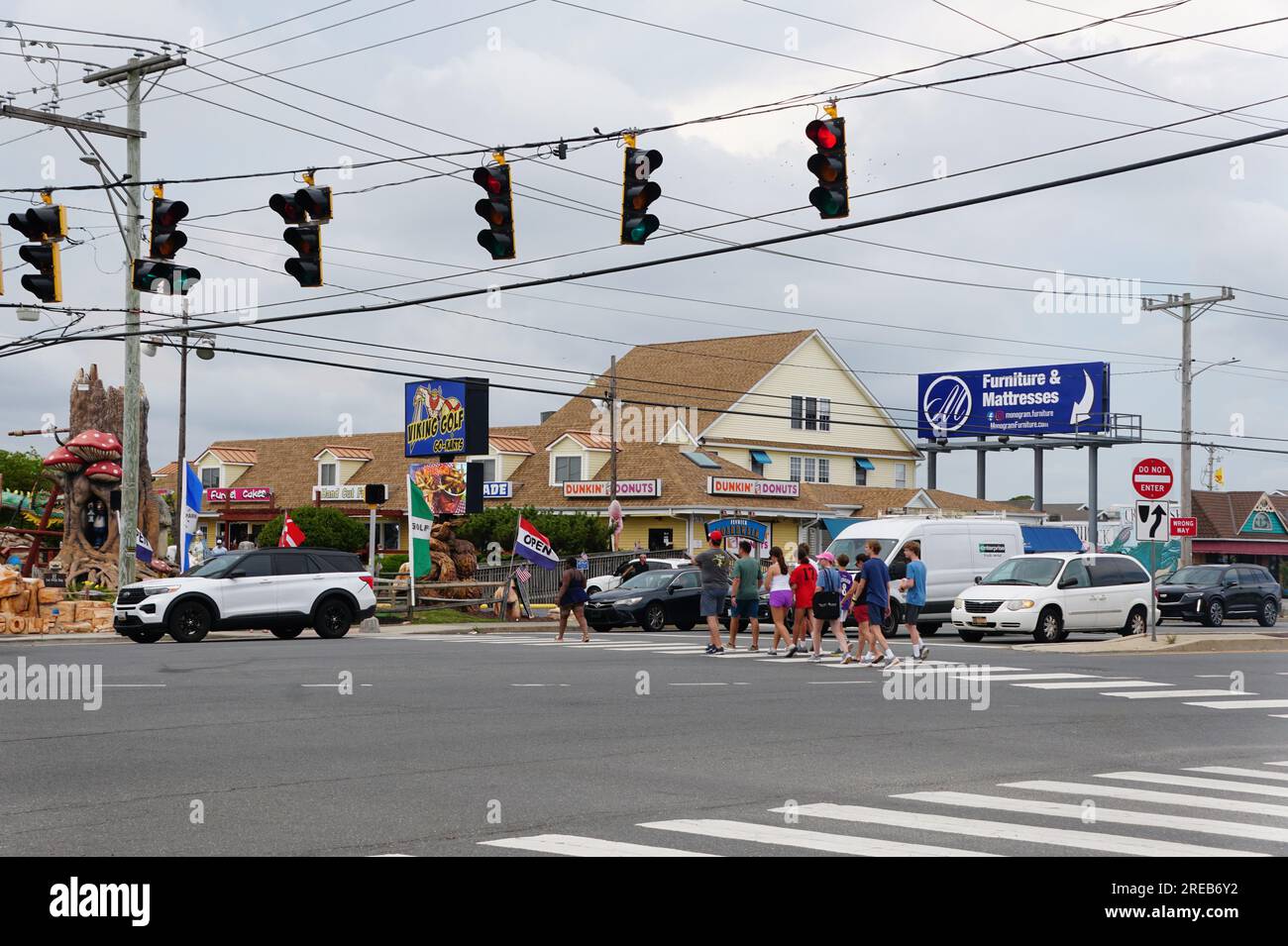 Fenwick Island, Delaware, U.S.A July 8, 2023 Pedestrians crossing