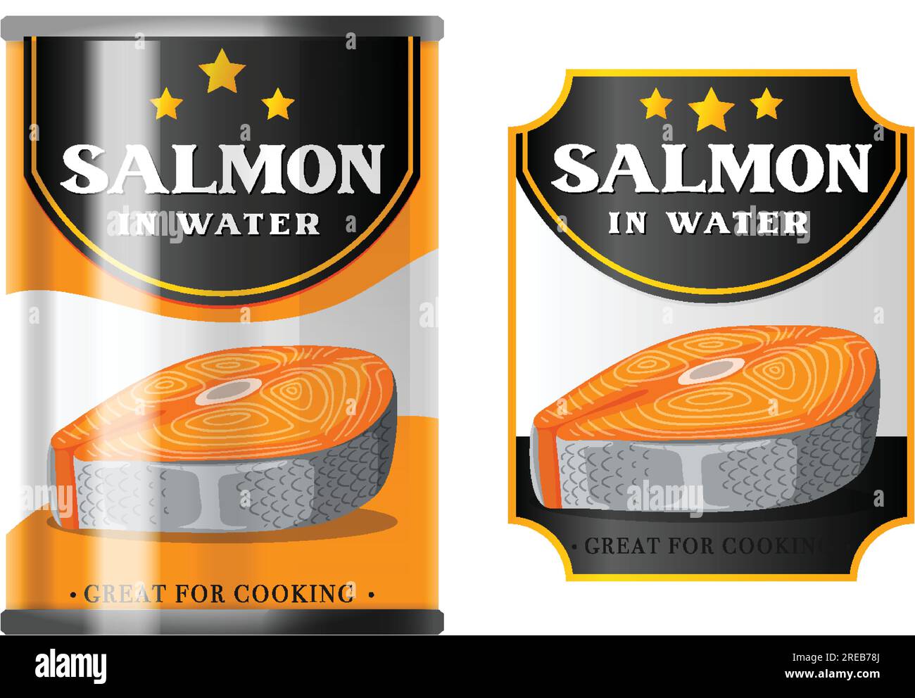 Spring Water Label Salmon Salmon in water food can vector illustration Stock Vector Image & Art ...