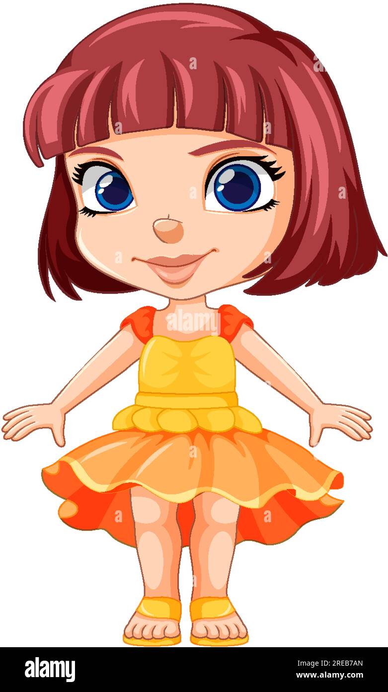 Adorable Girl in Cute Dress Vector illustration Stock Vector Image ...