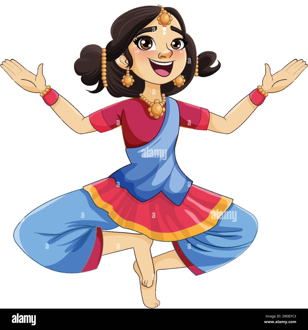 Indian cartoon characters in traditional cultural outfit illustration ...