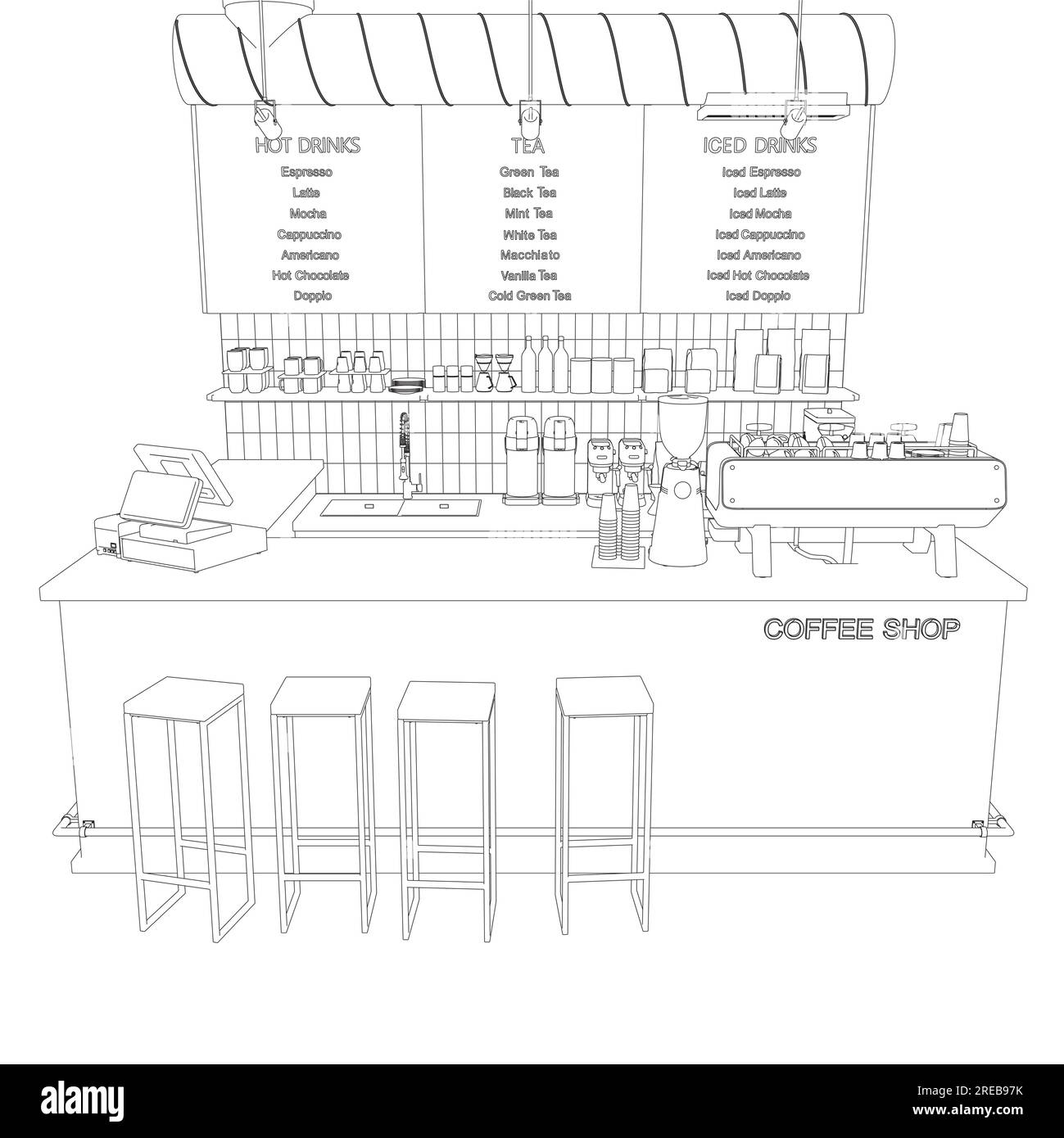 Coffee shop counter Black and White Stock Photos & Images - Alamy