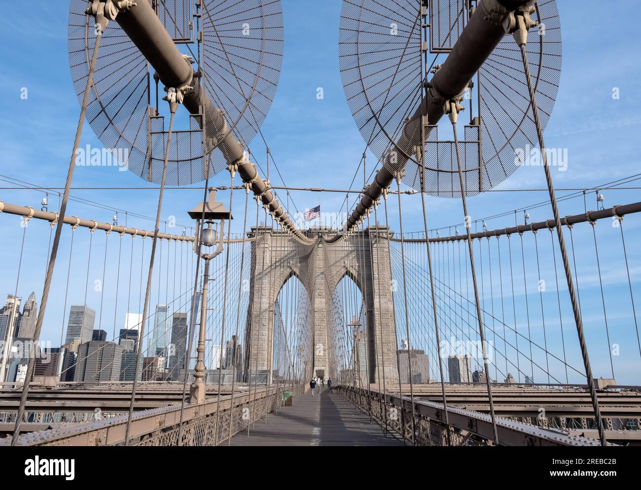 Architectural detail of the Brooklyn Bridge, a hybrid cablestayed