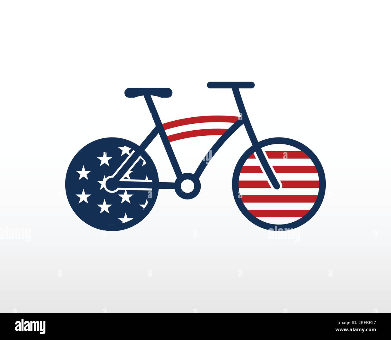 Patriotic bicycle logo in American colors for versatile designs Stock