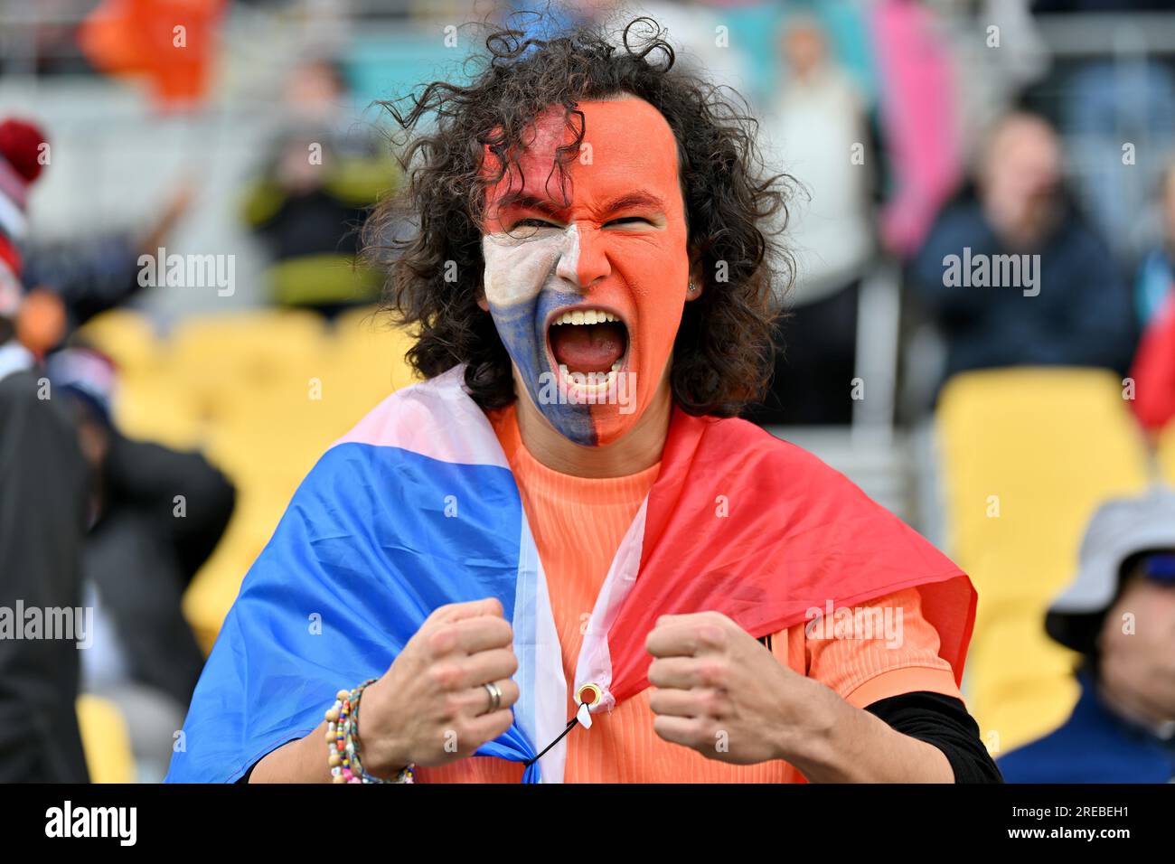 Fukuoka, Japan. 27th July, 2023. WELLINGTON - Fans from the Netherlands in the Sky Stadium at the World Cup in New Zealand and Australia. ANP/Masanori Udagawa Credit: ANP/Alamy Live News Stock Photo