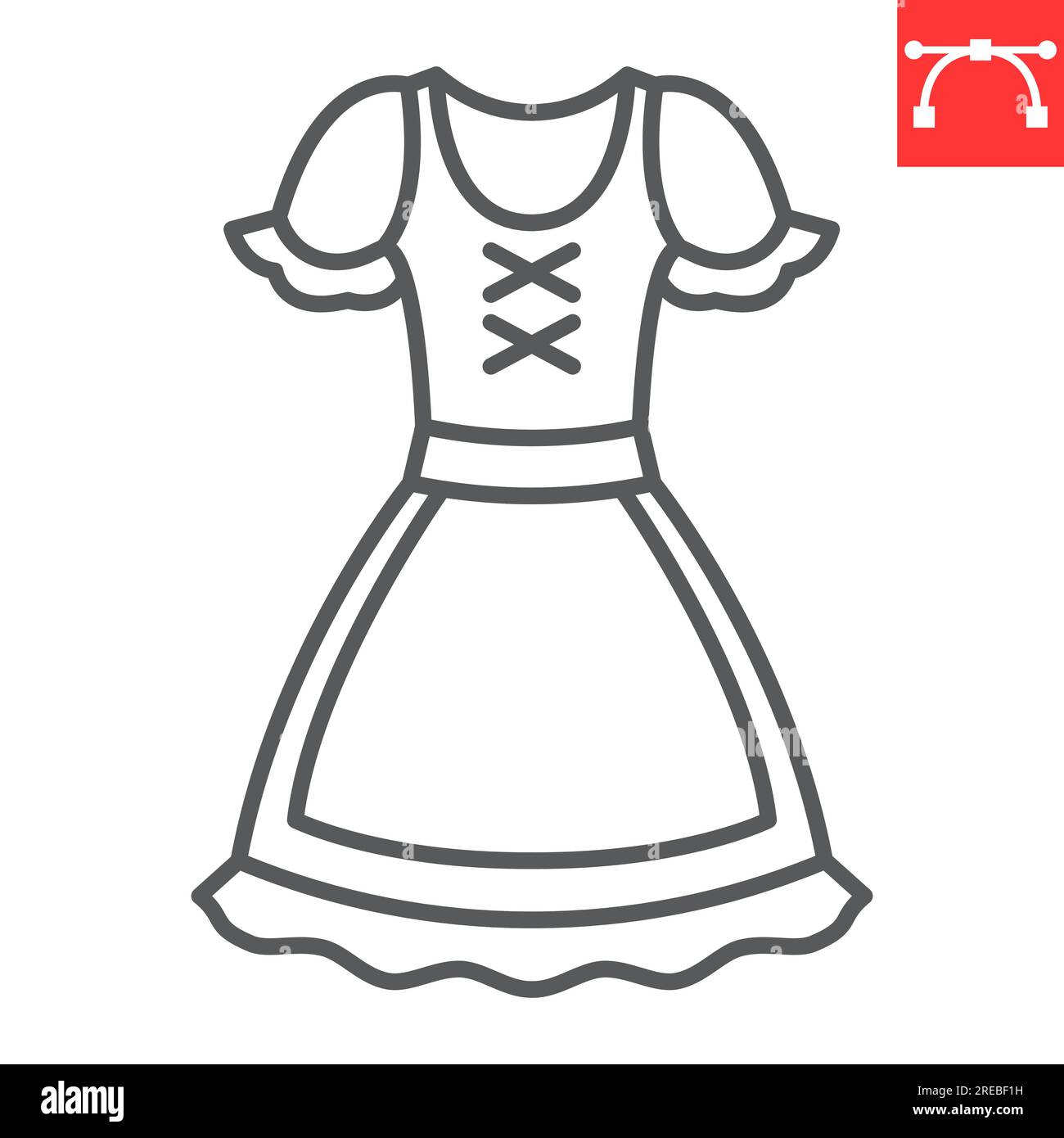 Dirndl line icon, oktoberfest and clothing, festival costume vector icon, traditional dress vector graphics, editable stroke outline sign, eps 10. Stock Vector