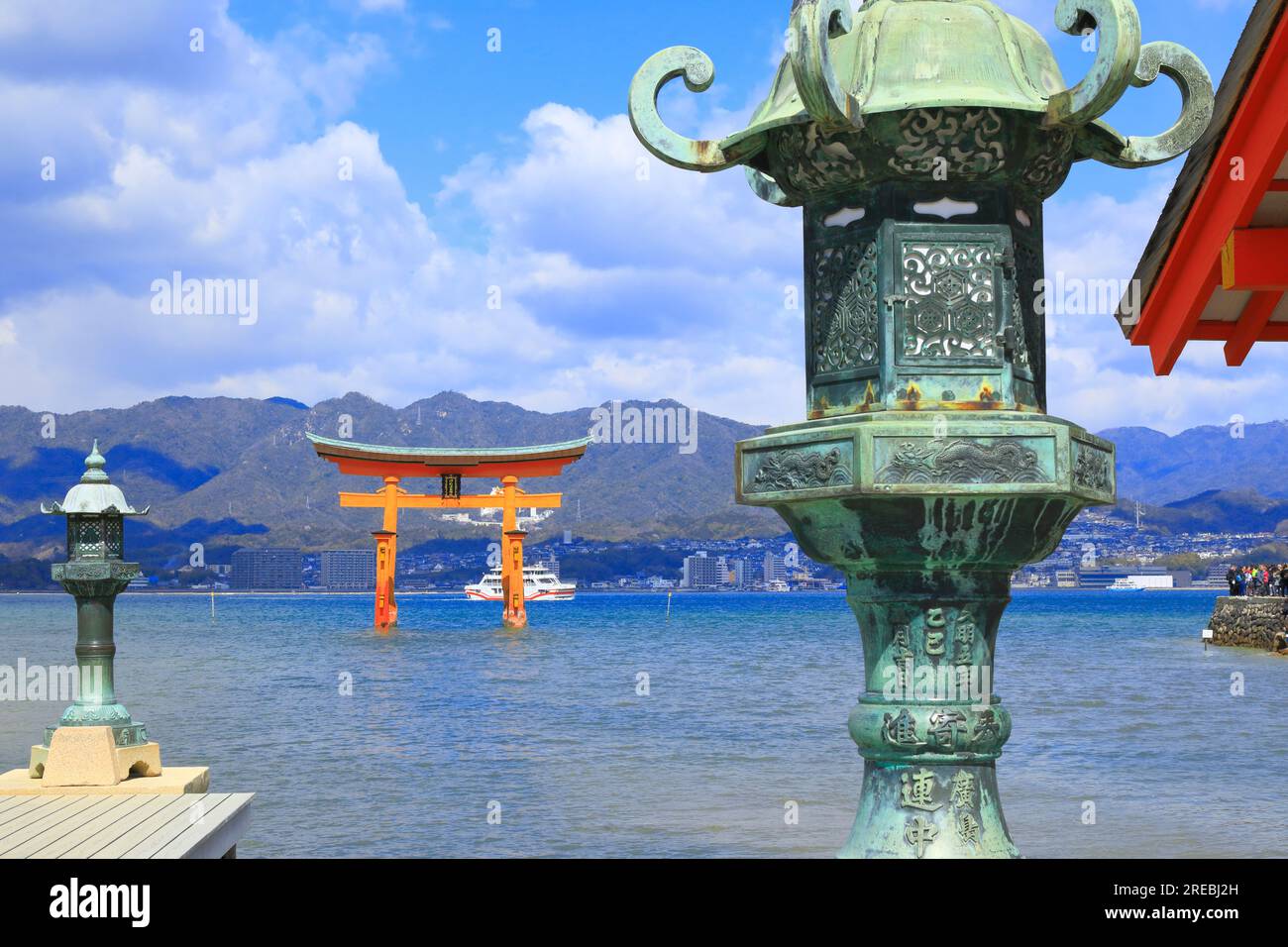 Otorii (Grand Gate) of Itsukushima Shrine in spring Stock Photo - Alamy