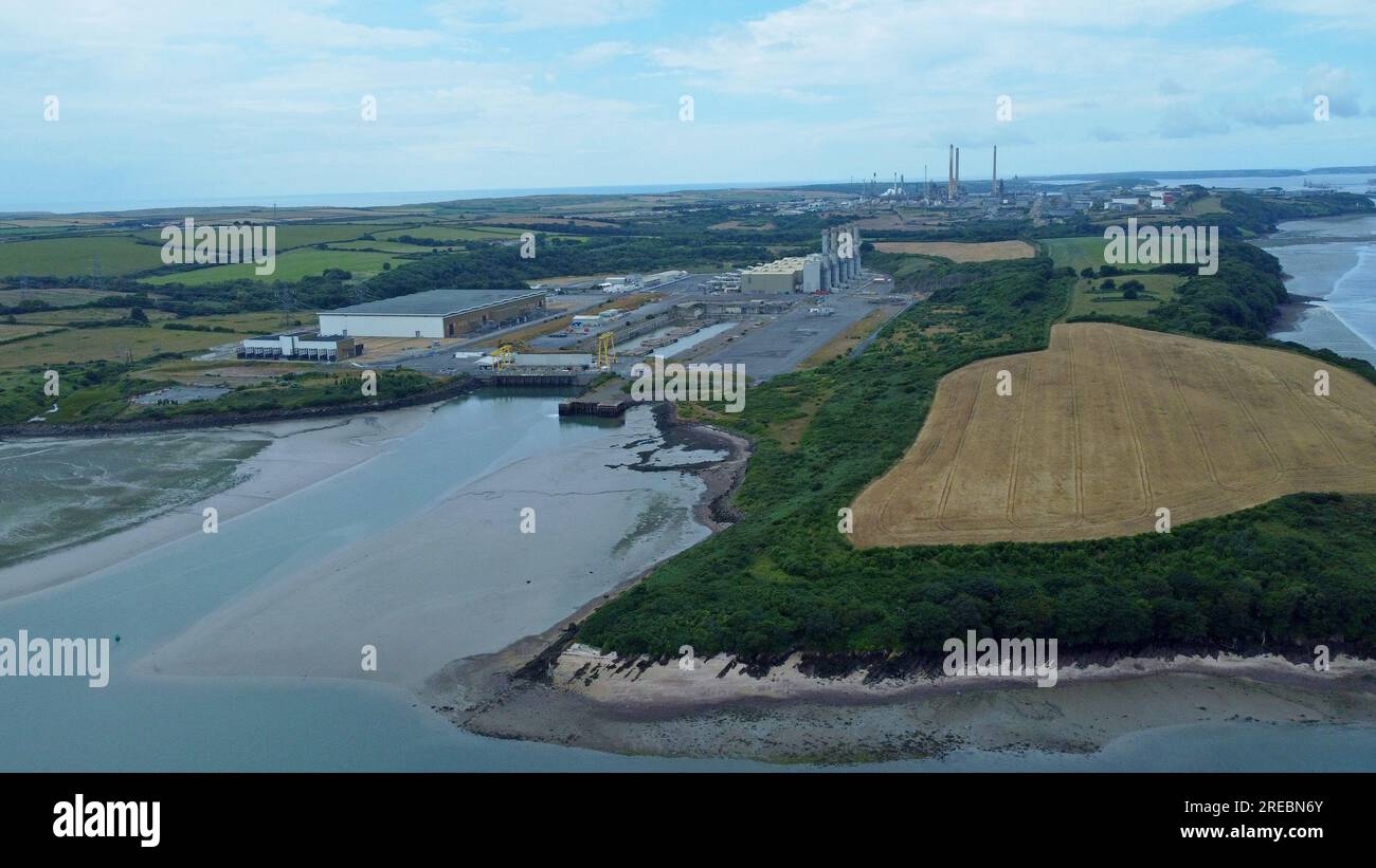 Drone view of Pembroke Power Station, A CCGT gas turbine ppower plant ...