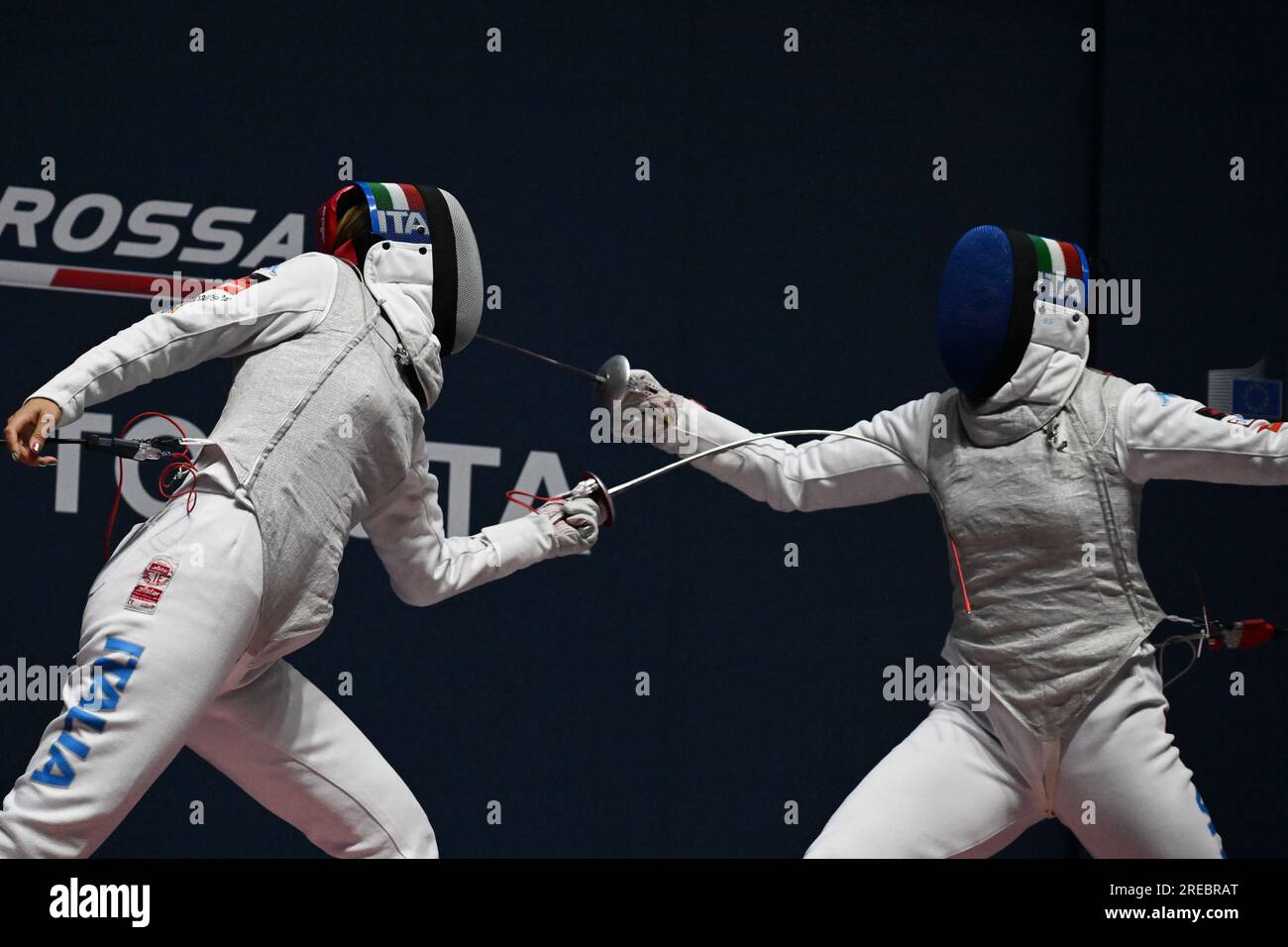 Alice Volpi of Italy (R) fights against Arianna Errigo of Italy during